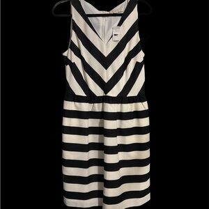 NWT LOFT Black and White Chevron Mini Dress